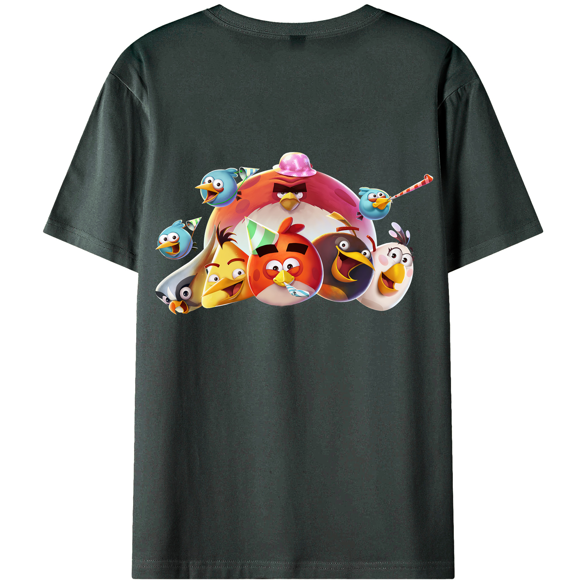 （画像用） Angry Birds アングリーバード 綿100％ メンズ半袖Tシャツ（バックプリント） 通気性